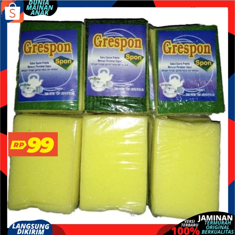 ( PROMO 99 ) Spon Busa Cuci Piring GRESPON - Spons 2 Sisi Pencuci Alat Dapur Sponge Murah