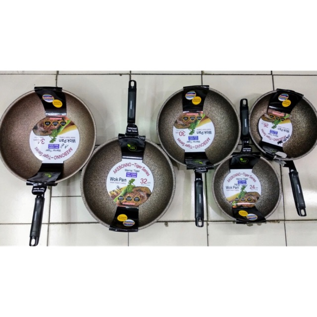 Wok marble teflon gold tiger korea akebono panci goreng anti lengket