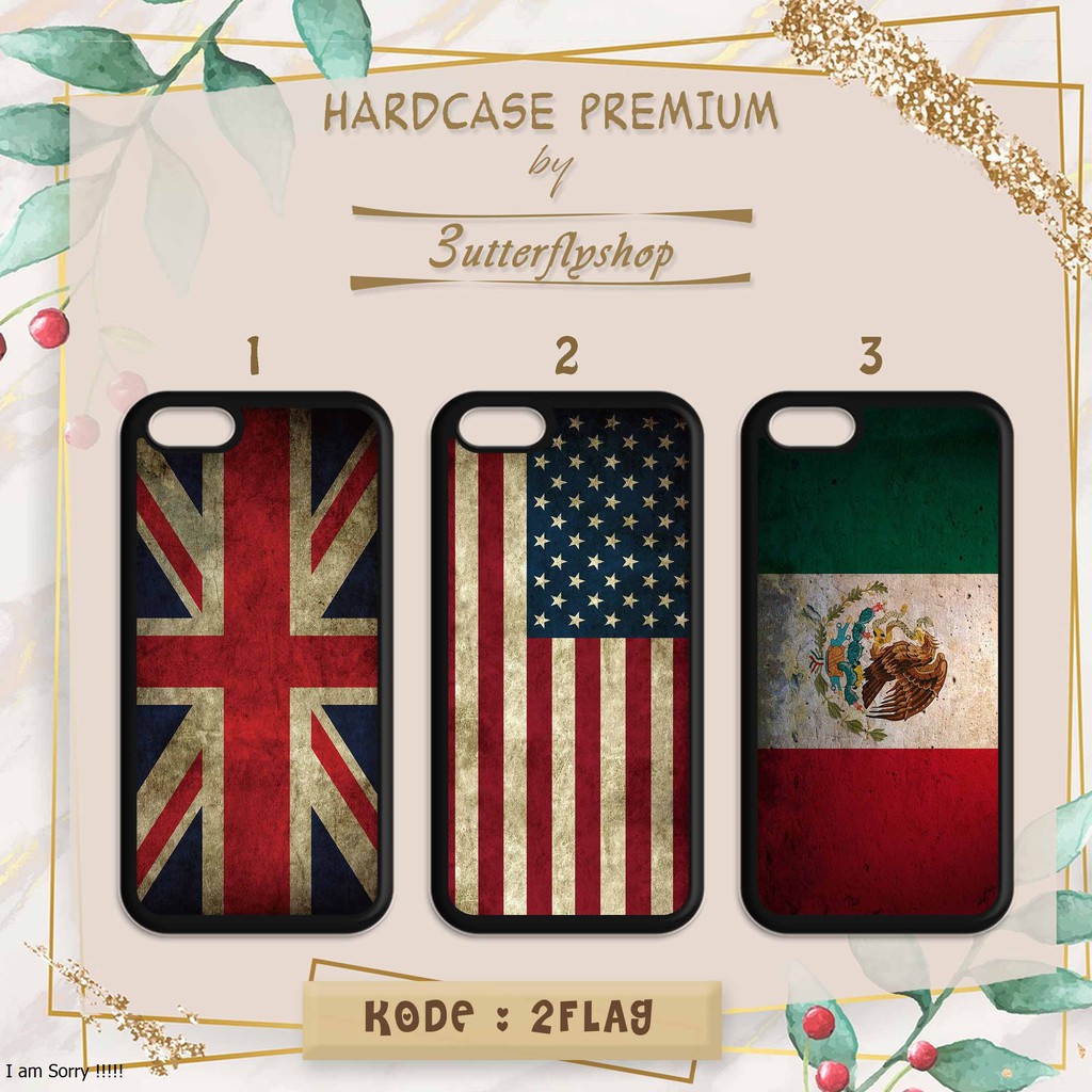 [HARDCASE] American UK Mexico Flag casing case Oppo Vivo Realme Redmi Xiaomi Samsung Iphone