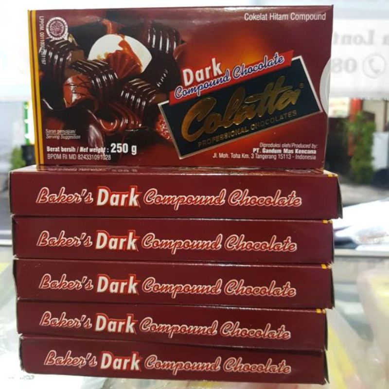 Coklat cokelat masak dark white milk strawberry compound chocolate colatta 250 gram