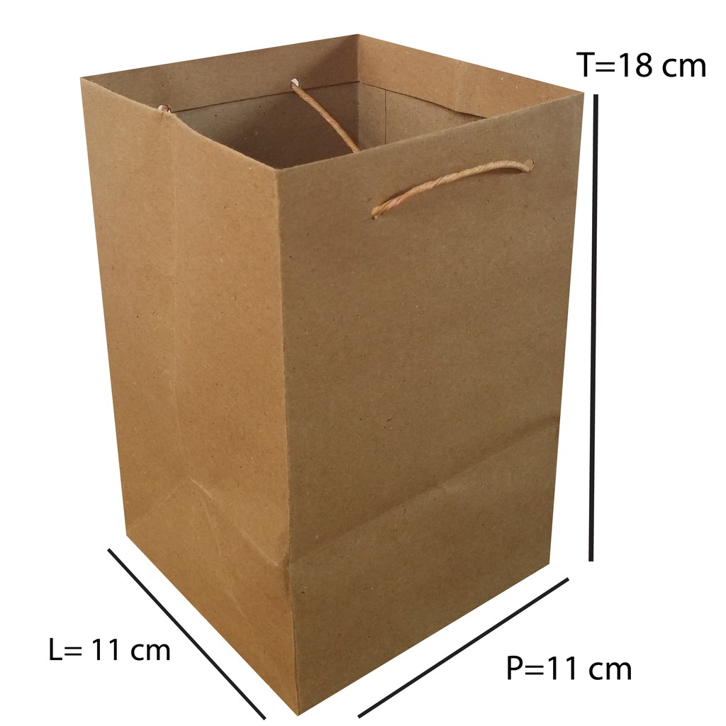 

Paper bag Polos Kraft Cokelat Ukuran 11x11x18 Tali Kertas Cocok Buat Wadah Toples Kecil Jar Murah OK