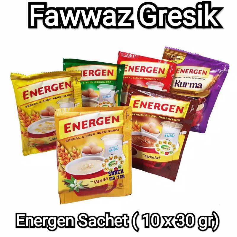 

Energen Minuman Sereal cokelat vanilla kacang hijau Kurma Susu Sereal Renteng 10 Pcs x 30 gr