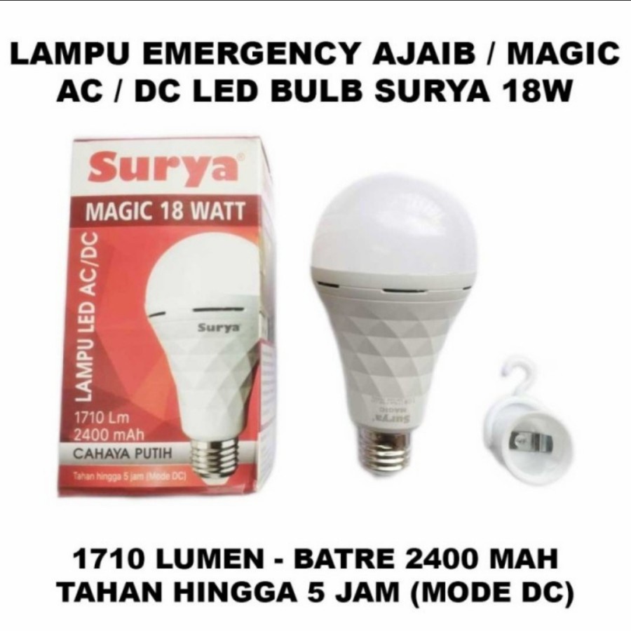 LAMPU EMERGENCY LED SURYA 18 WATT MAGIC EMERGENCY RECHARGEABLE AC/DC