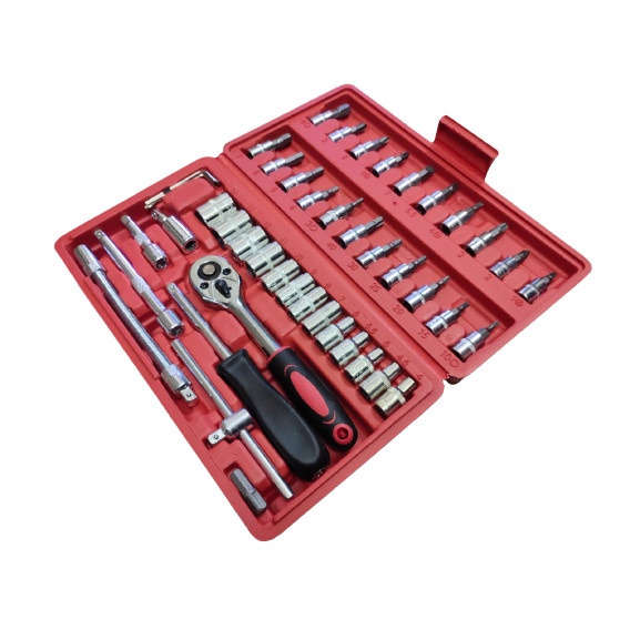 KUNCI SOCK SET/ KUNCI SHOCK SOK SET/ SOCKET WRENCH SET TOOLS/Kunci Shock Set 1/4&quot; 46 PCS Socket Sock Sok Shocket Kombinasi Wrench/ KUNCI SHOCK SOK SET/ SOCKET WRENCH SET TOOLS BERKUALITAS