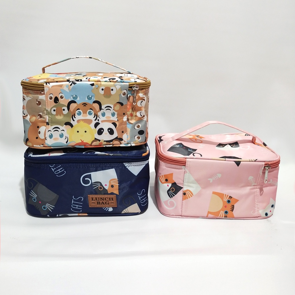 Tas bekal Anak Remaja Dewasa motif Cooler bag pendingin asi waterproof Insulin inner aluminium foil tempat penyimpanan asip anti air coolerbag polos botol asi dan ice gell