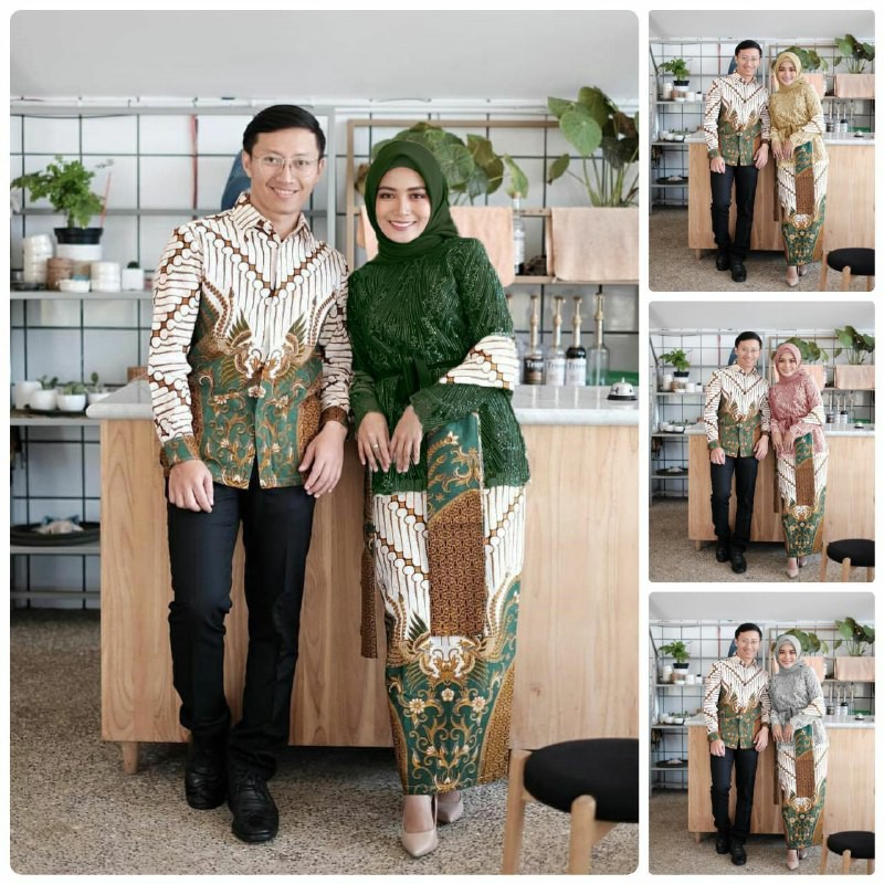 [ TERMURAH ] Couple Batik Mika Series Parang Hijau Pita Cassandra Nirmala Free Selendang