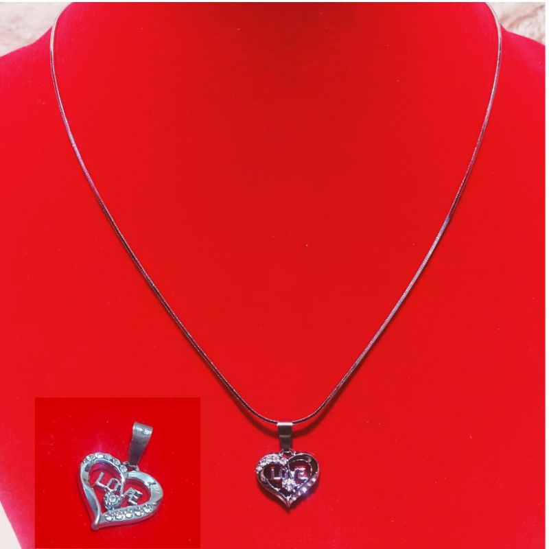 4s Grosir Solo || KALUNG LIONTIN TERBARU ANTI KARAT DAN TIDAK LUNTUR || Kalung Silver Pria dan Wanita Liontin love Diamond