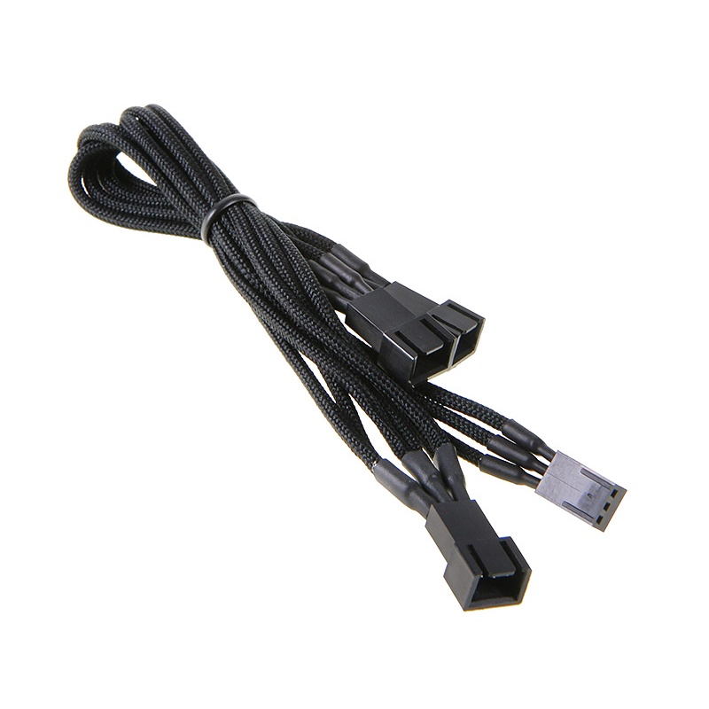 Bitfenix Alchemy 3 Pin To 3x3 Pin PWM Fan Adapter Black - sleeved cable