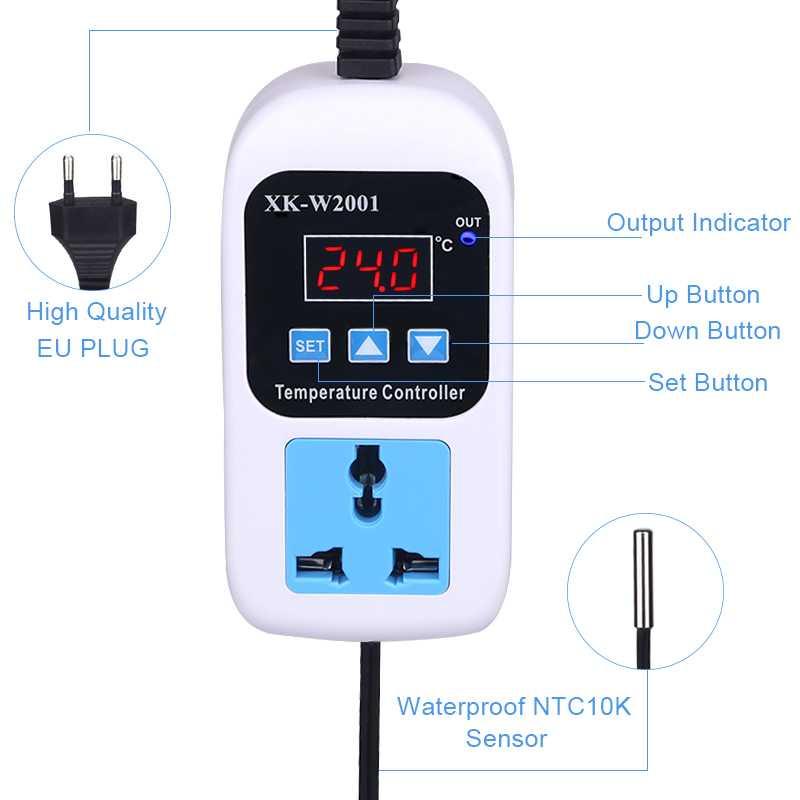 VANJING Stop Kontak Digital Thermostat Timer Switch Probe - XK-W2001