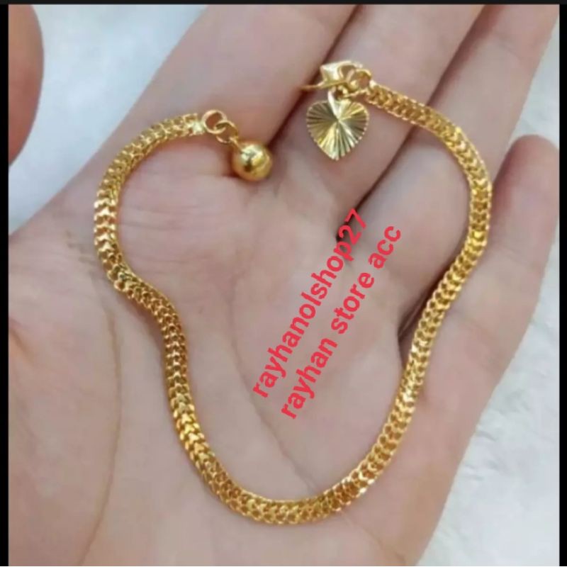 Gelang rantai motif tikar lapis Emas 24k kuning dan putih asli anti karat lapis emas 22 K Terlaris