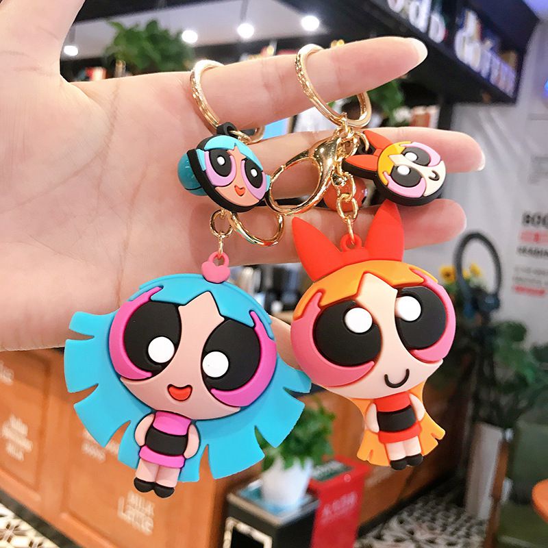 Classic Anime Cartoon Powerpuff Girls Butterfly Keychain Men's And Women's Popular Pendants Small Ornaments Exquisite Cute Gifts