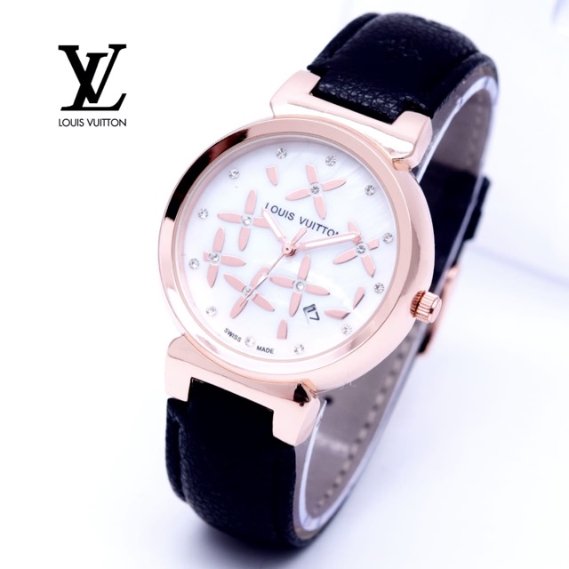 Jam Tangan Wanita LV motif kulit mesin tgl aktif