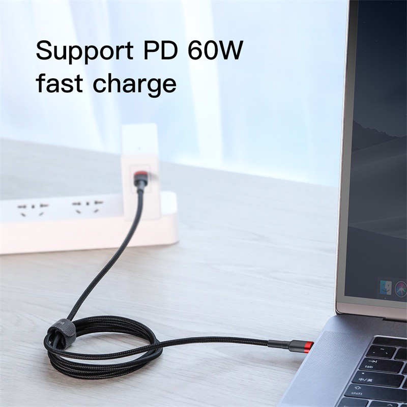 Kabel Data Baseus Cafule Type-C to USB C Cable PD2.0 60W Fast Charging (20V 3A)