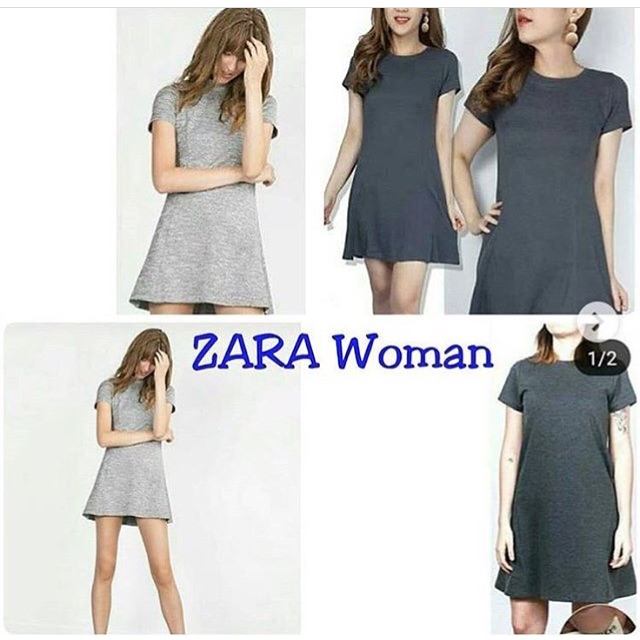 Zara Woman Dress (Abu-Abu) | Shopee 