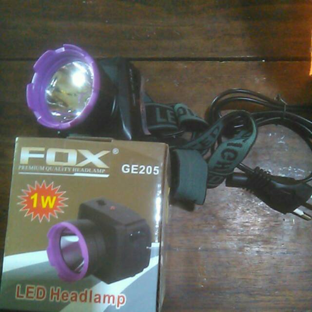 Lampu senter kepala fox rechargeable