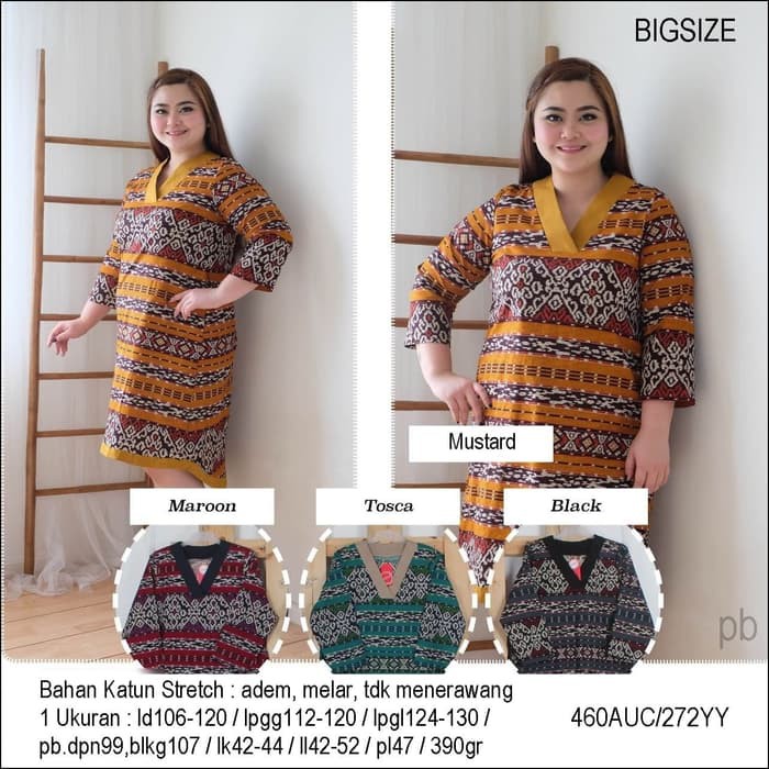 Bigsize Dress Batik Jumbo Dress Batik Big size Baju Terusan 272YY Murah