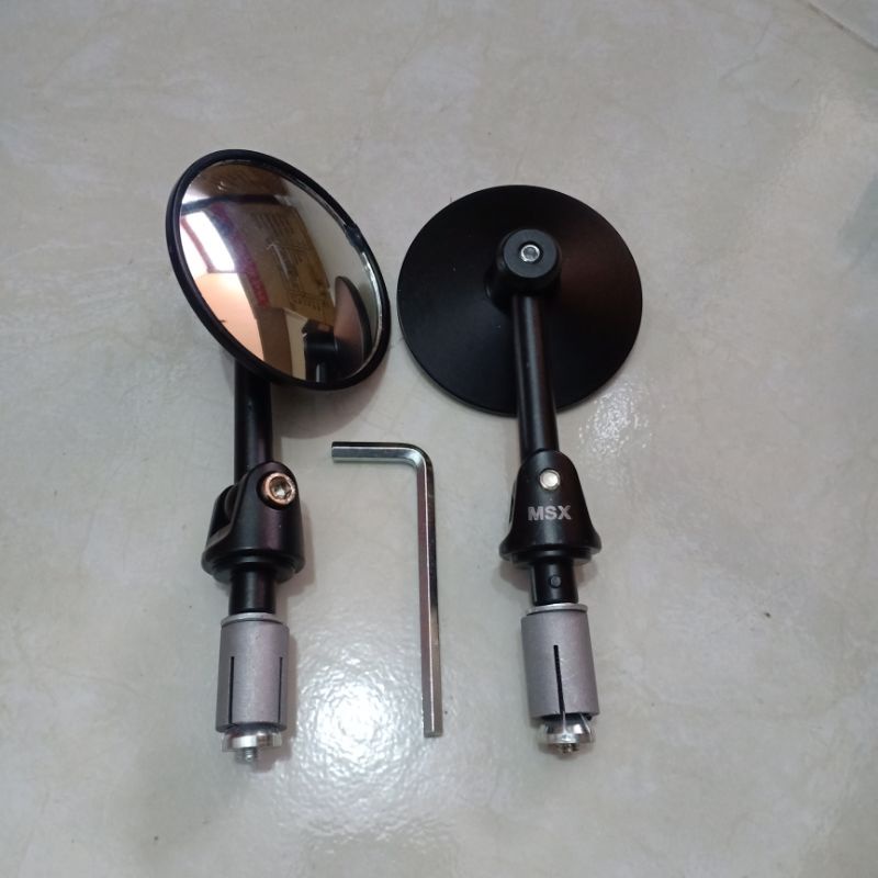 Spion Jalu Bulat Kaca Cembung Hitam Bar End