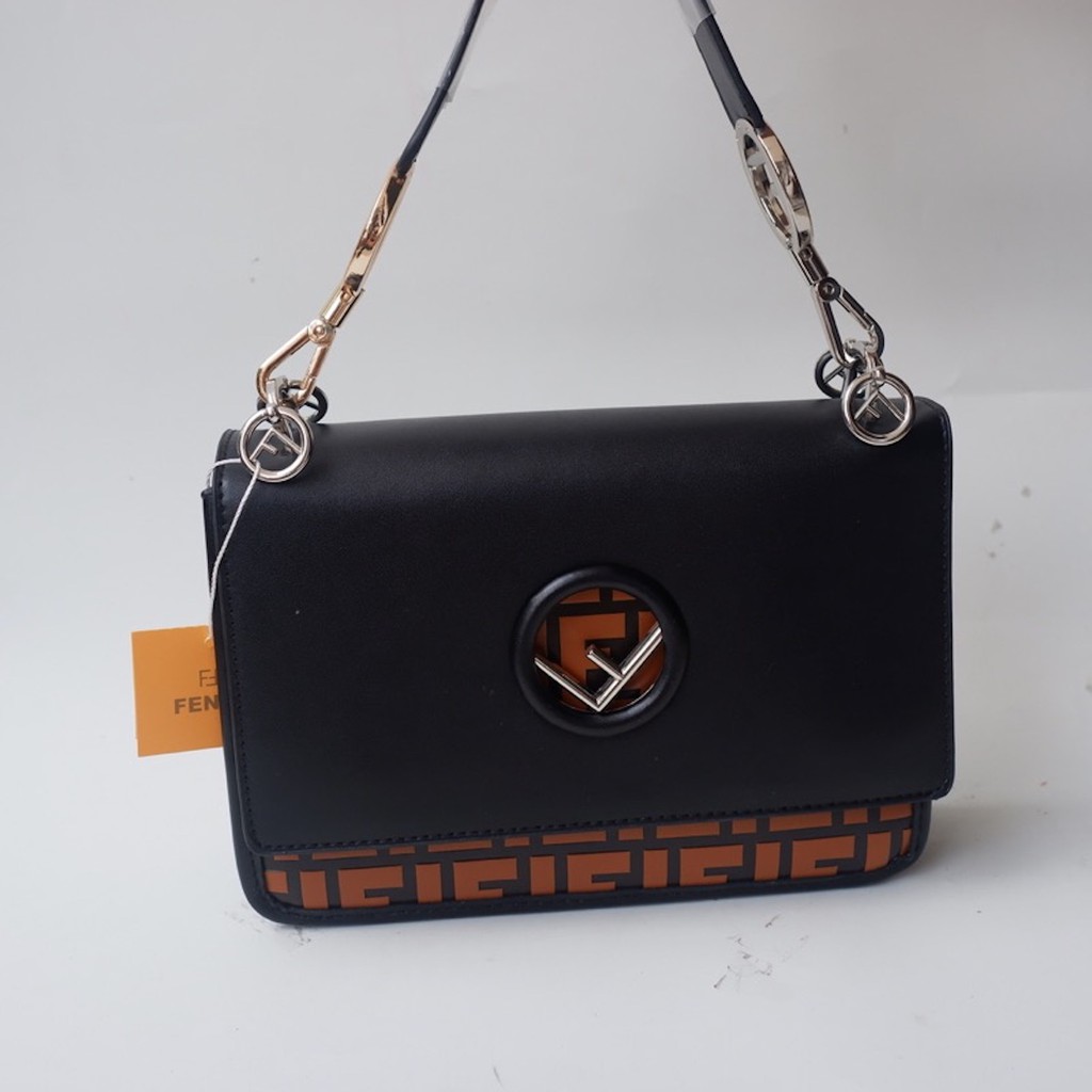 KAN I Flap fendi slingbag import Large / Tas selempang Wanita PU embos Logo Premium