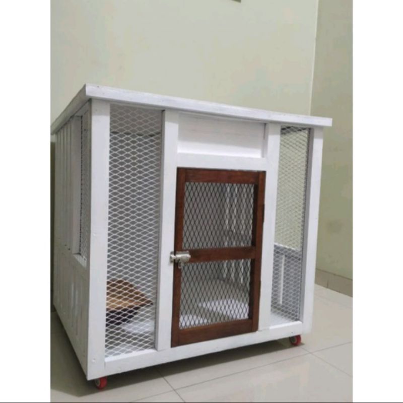 Kandang anjing kucing bahan kayu custom kawat premium bisa knock down