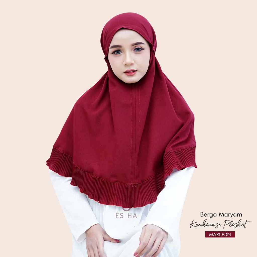 FASHION MUSLIM // Bergo Tali Maryam Plisket Diamond Premium / Bergo Plisket bahan diamond