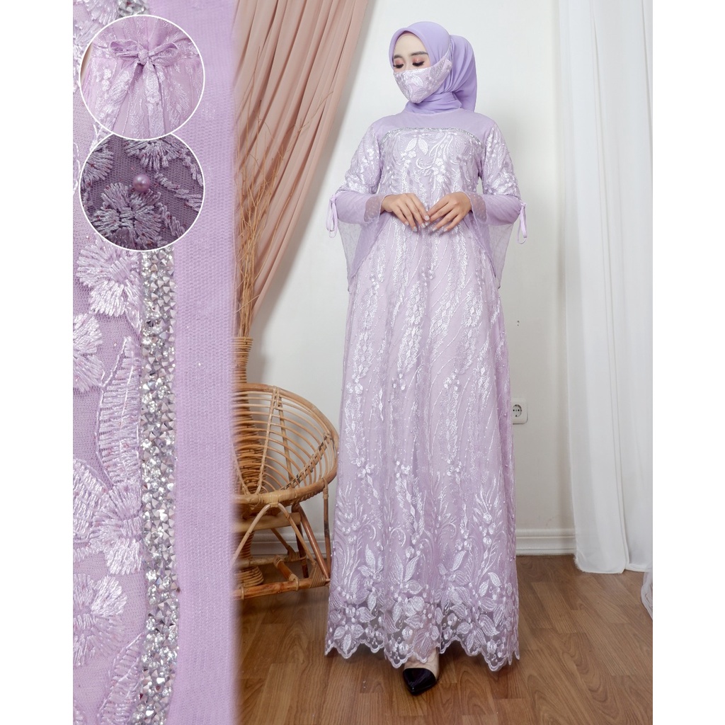 Kadai.baju / Gamis tulle brukat / Dress party / Gamis pesta / Maxi dress Size M L XL XXL