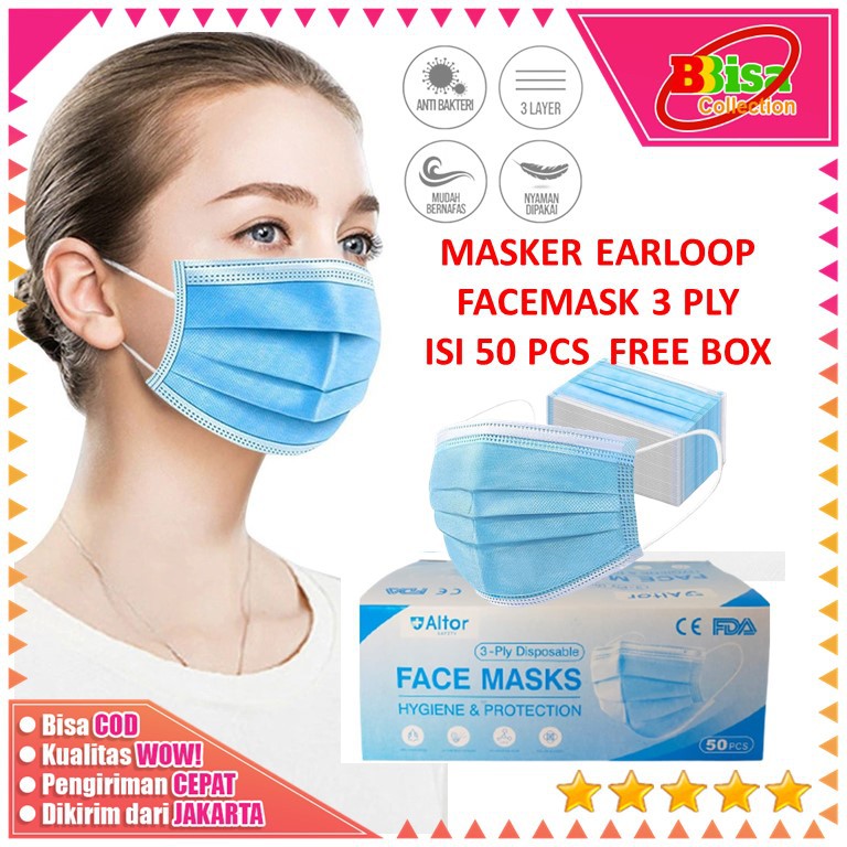 BBBC Masker Disposable Facemask 3 Layer Mask Isi 50 Pcs Box Masker ...