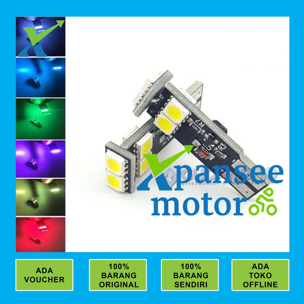 Lampu LED Senja T10 5050 6 Mata RGB 7 Warna 14 Mode Standby Strobo Kedip Flash mobil motor
