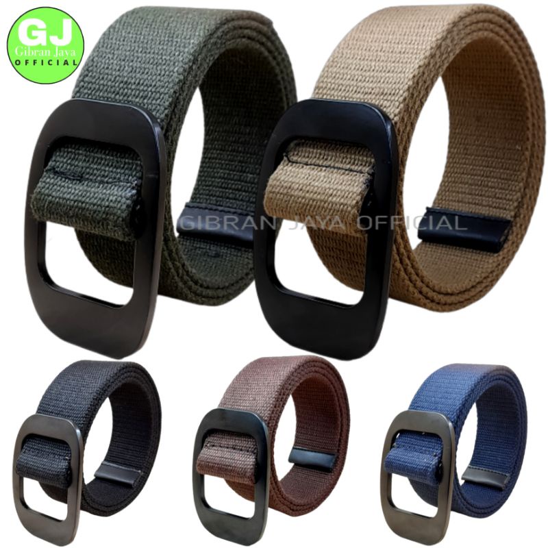 Gesper Ikat Pinggang Pria dan Wanita Katun Kepala OVAL Hitam  POLOS | MERK OXLEY