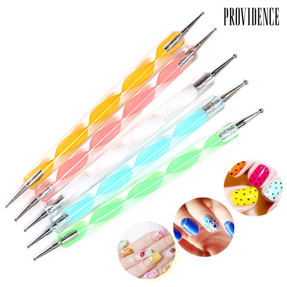 Providence 5Pcs 2 Way Marbleizing Dotting Manicure Tools DIY Nail Art Rod Painting Dot Pen