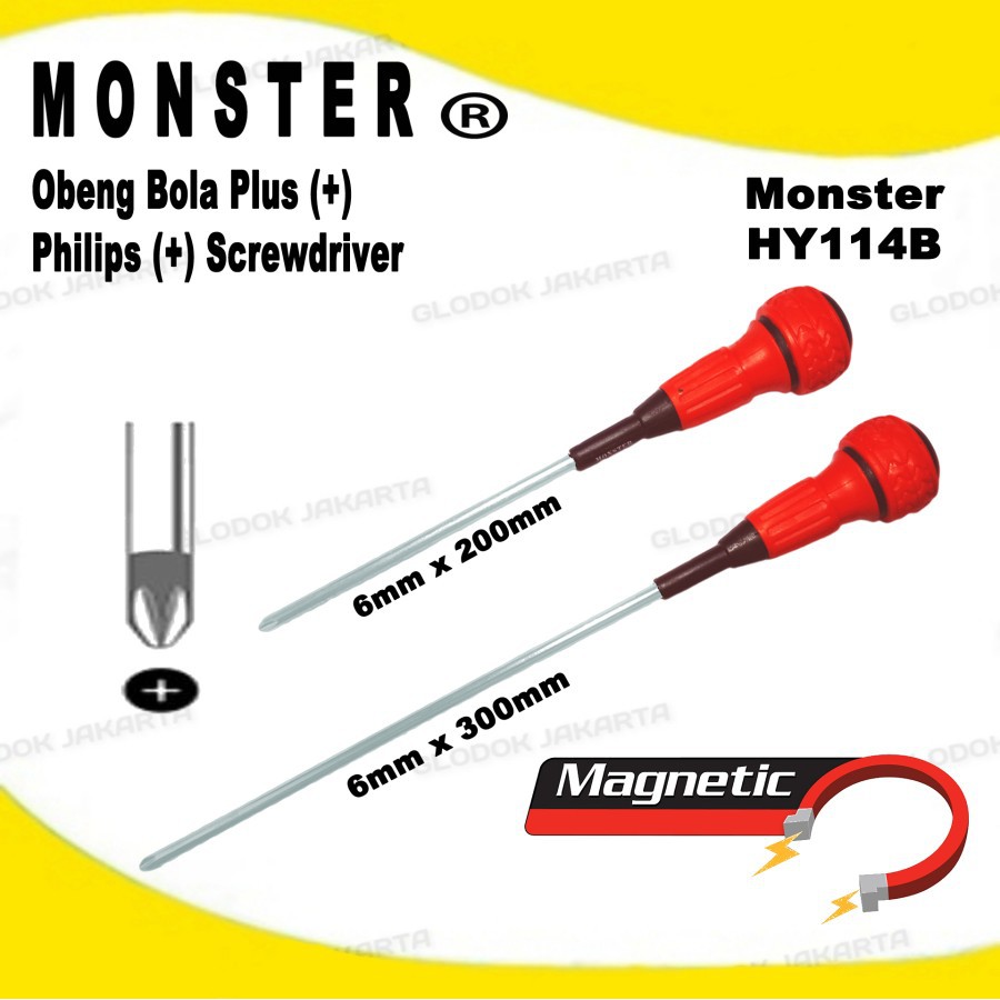 Obeng Plus Bola Ball Grip Screwdriver HY114B 6mm