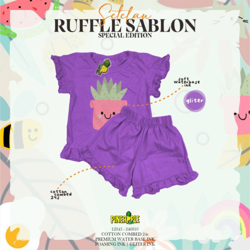 SETELAN RUFFLE SABLON PINEAPPLE