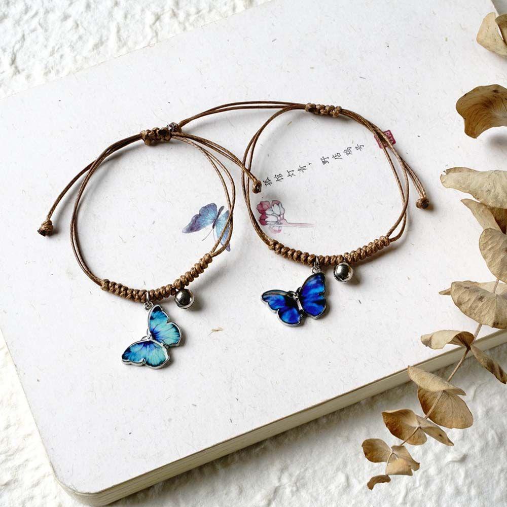 Mxbeauty Gelang Kupu Biru Pesona Menarik Wanita Pria Fashion Perhiasan Adjustable Lucky String