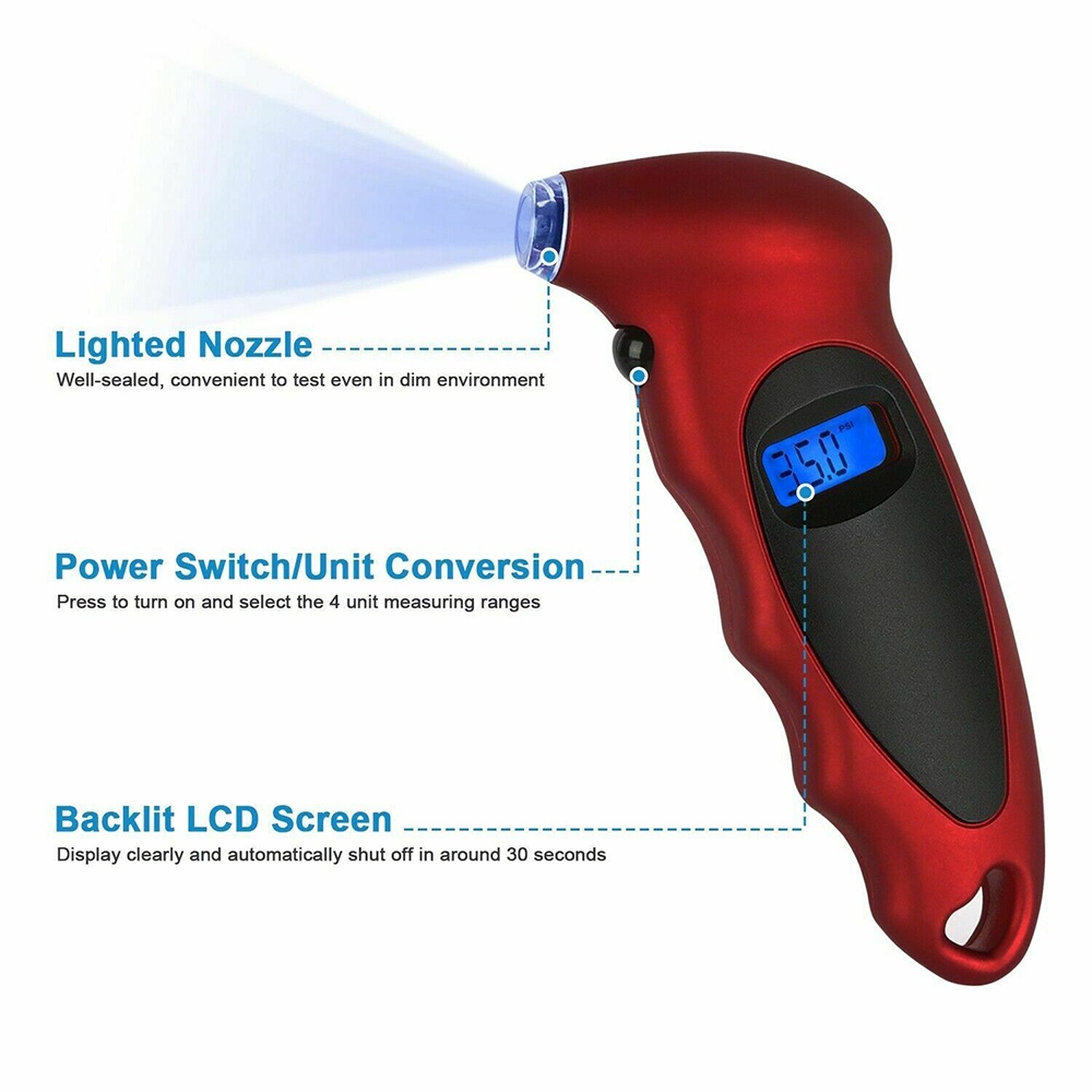 Digital Tire Pressure Gauge Pengukur Tekanan Ban Red