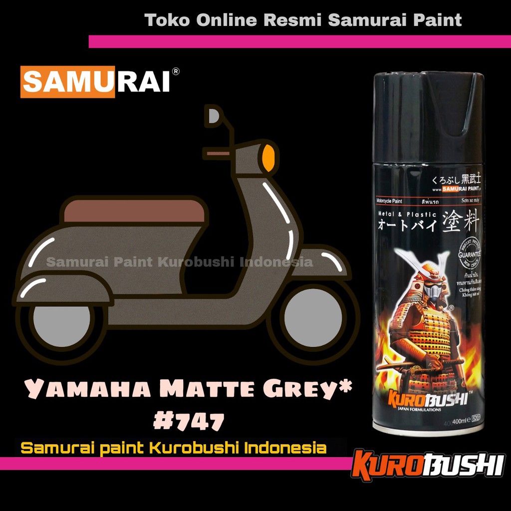 SSamurai Paint YAMAHA MATTE GREY Y747 Warna Abu abu Doff Yamaha Cat Semprot Aerosol Samurai