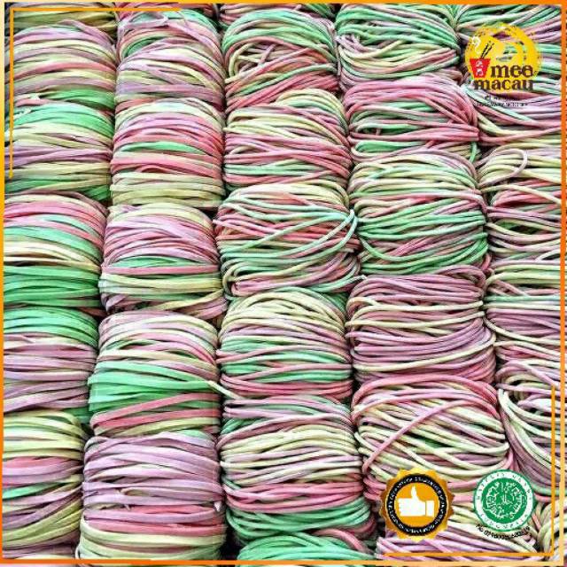 Mie Basah Telur Ayam Kampung | Warna Rainbow Hijau Pink Orange Ungu | 1 Kilo 10 Porsi