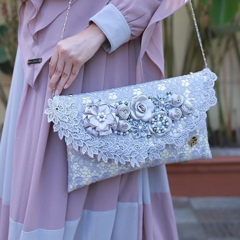 RJ CRAFT - Clutch Pesta Wanita Brokat Okky Premium Fashion Cantik Wanita