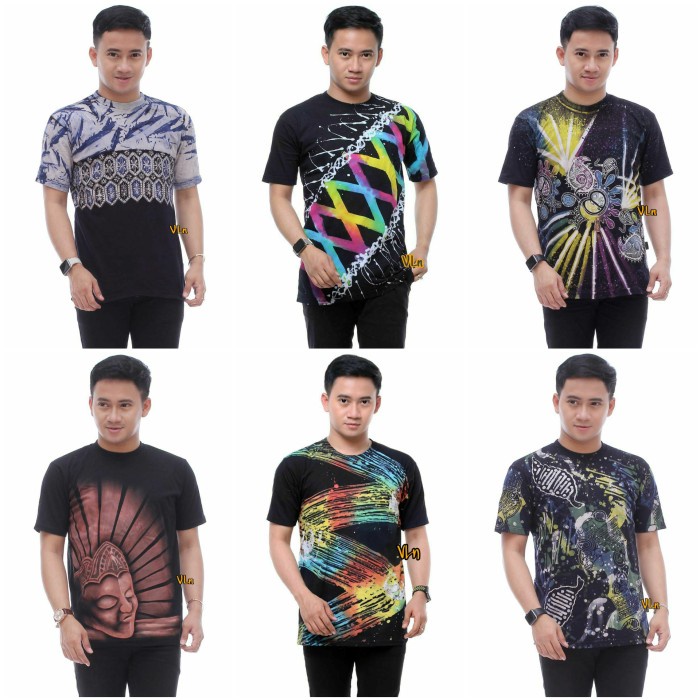 Ramaas Kaos Distro Batik Pekalongan Pria Terbaru / Kaos Batik Katun Premium - Motif Random, M mrh