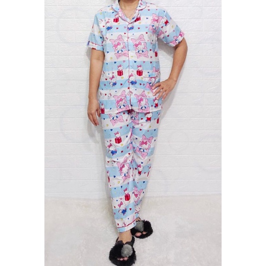 Baju Tidur Piyama Wanita Motif Helo K Pajamas Katun  / Baju Tidur setelan Wanita KATUN CP JUMBO Terbaru Bigsize Kekiniaan