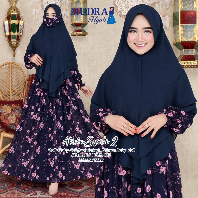 ALISHA SYARI #2 >> BAJU SYARI MOTIF BUNGA CANTIK >> SYARI CERUTY FULL FURING >> BAJU SYARI TERBARU