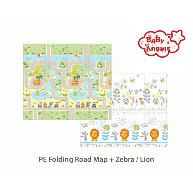 

BabyAngels Fold - Zebra Lion + Road Map - Size M [180 x 160 x 1.0 cm]