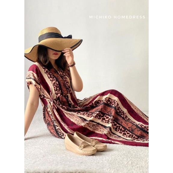 BISA COD MICHIKO HOMEDRESS HOME DRESS DASTER KIMONO MOTIF RAYON VISCOSE LONG DRESS DAILY BAJU HAMIL 