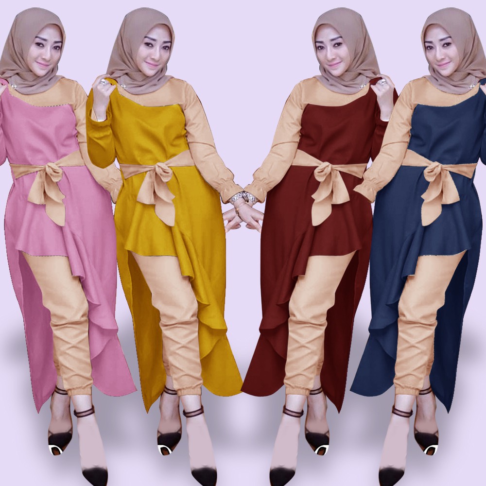 Set Belaluna 2in1 Set Moscrepe 2PCS Setelan  Muslim 