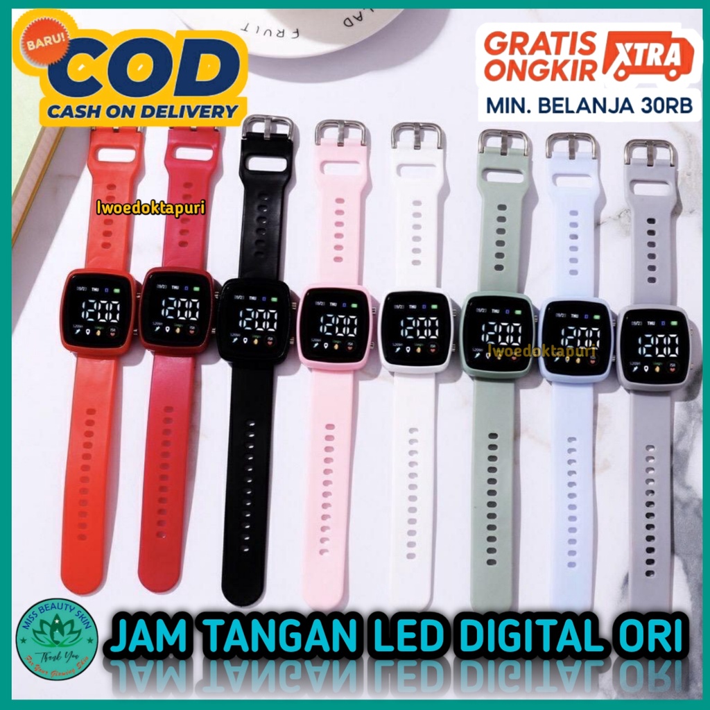 COD Jam Tangan Wanita Pria Led Digital Premium Water Resisten Anti Air Original Rubber Keren Fashion Korea Import Kekinian Couple Untuk Hampers Anak Remaja &amp; Dewasa Laki Perempuan Promo Murah Grosir