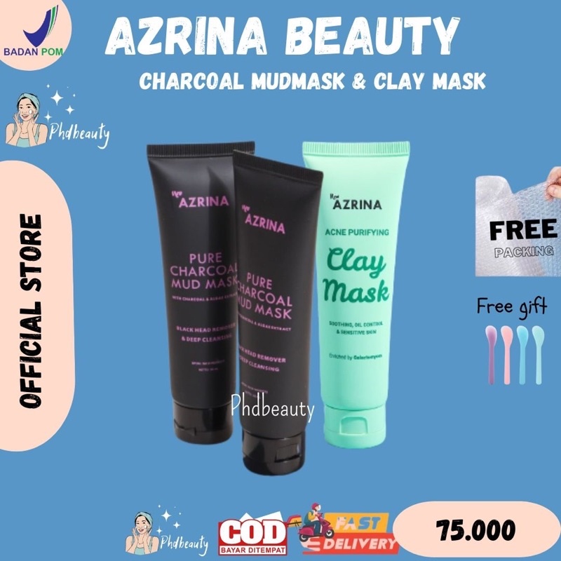 SUPER 2X CHARCOAL❗️AZRINA MASK CHARCOAL❗️AZRINA PURE CHARCOAL MUD MASK / MASKER PENGHILANG KOMEDO / AZRINA SKINCARE / MASKER CHARCOAL AZRINA SUPER CHARCOAL