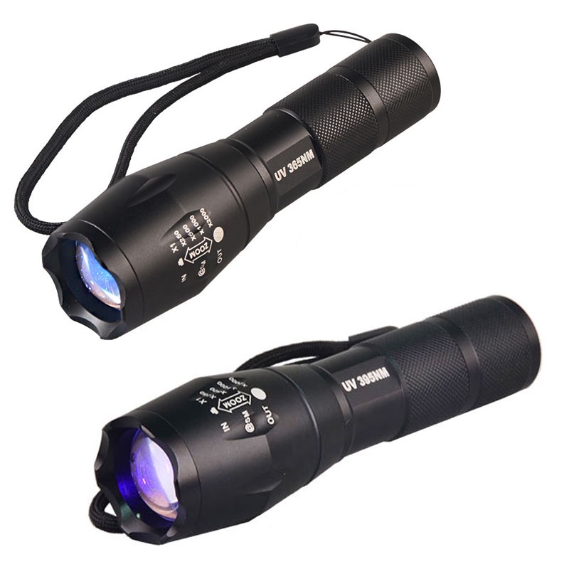 [ Ultraviolet white lighting  double lamp retractable flashlight for Night run outdoor camping fishing ]