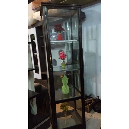 Lemari Kaca Almari kaca Sudut Pojok Untuk Display Pajangan Hias Kaca+ CERMIN Aluminium/almini Roda