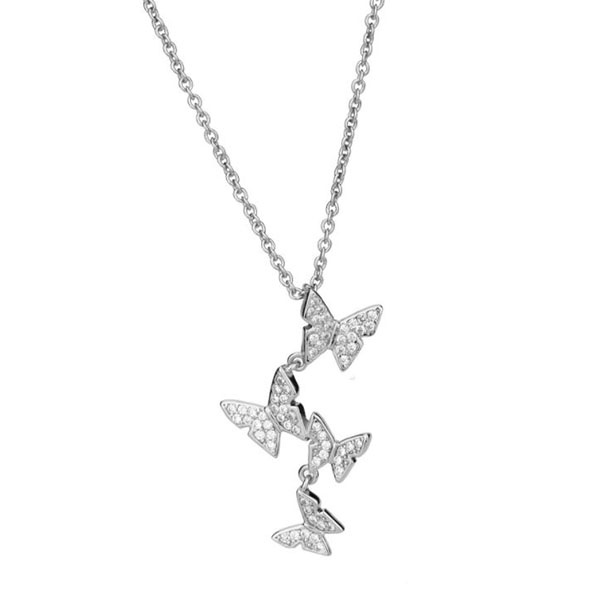 kalung s925 kupu-kupu diamond butterfly pendant necklace jka232(2j3)