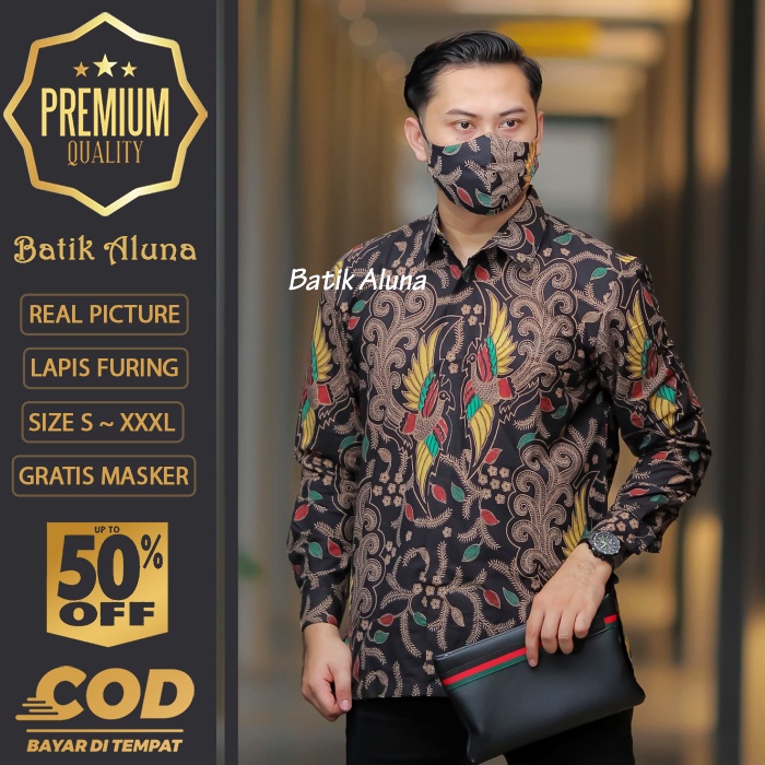 BATIK PRIA LENGAN PANJANG MEWAH PREMIUM ALUNA PRABUSENO SHANGHAI KERIS KEMEJA BATIK ACARA NIKAHAN KE