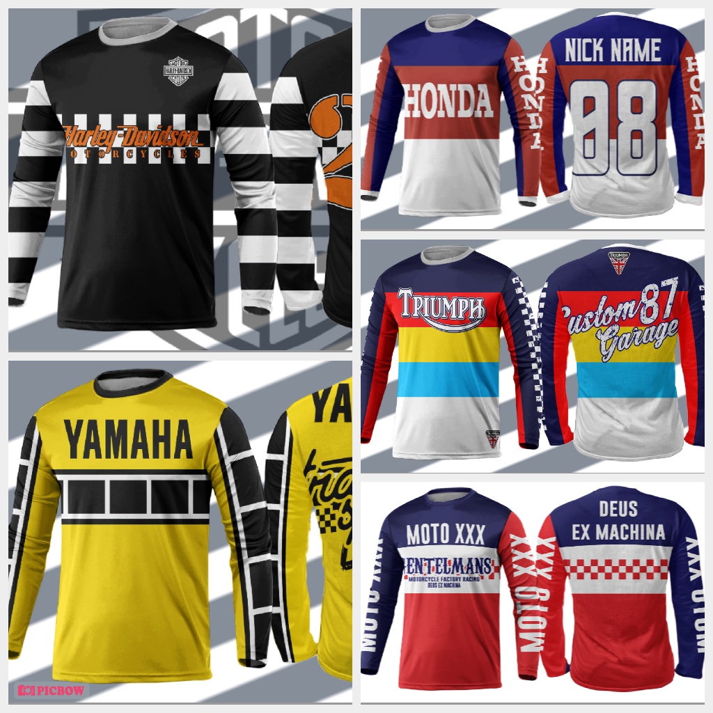 Kaos T-Shirt Jersey Vintage Motorcycle  Pria Wanita Fullprint Sublimation BISA CUSTOM