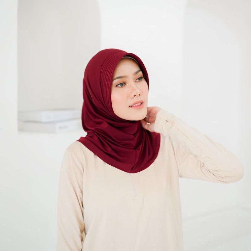 (COD) Jilbab Olahraga Wanita Muslim ll Termurahh  Jilbab Sport jersey Hamidah Menutup Dada ll Kaos Perlengkapan Olahraga Wanita JILBAB SPORT LYCRA MURAH ||  // hijab instan slem murah ll COD HIJAB SPORT MURAH/JILBAB OLAHRAGA / JILBAB VOLLY / JILBAB INSTAN-Marun